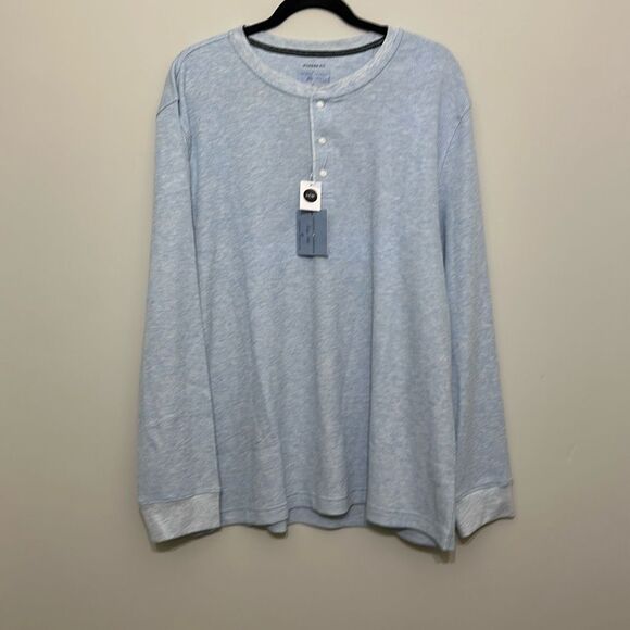 NWT Joseph Abboud Mens Blue Waffle Knit Modern Long‎ Sleeve Henley T-Shirt Large - Picture 1 of 7